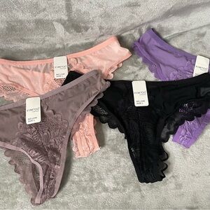 NWT FineToo Lace Thong Panties Womens Size Large Multicolor Set